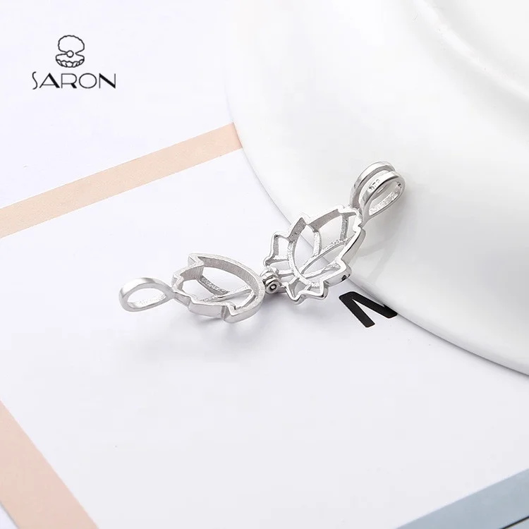 
Sharon Fashion Jewelry locket Sterling Silver Lotus Flower Blossom Bead Pearl Cage Pendant 