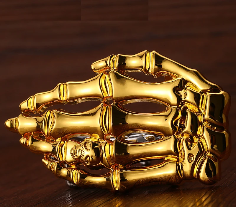 40mm inner size high quality zinc alloy skull hands western belt buckle