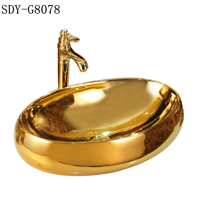 high quality silver color sink  bathroom golden design wash basin gold art basin washbasin