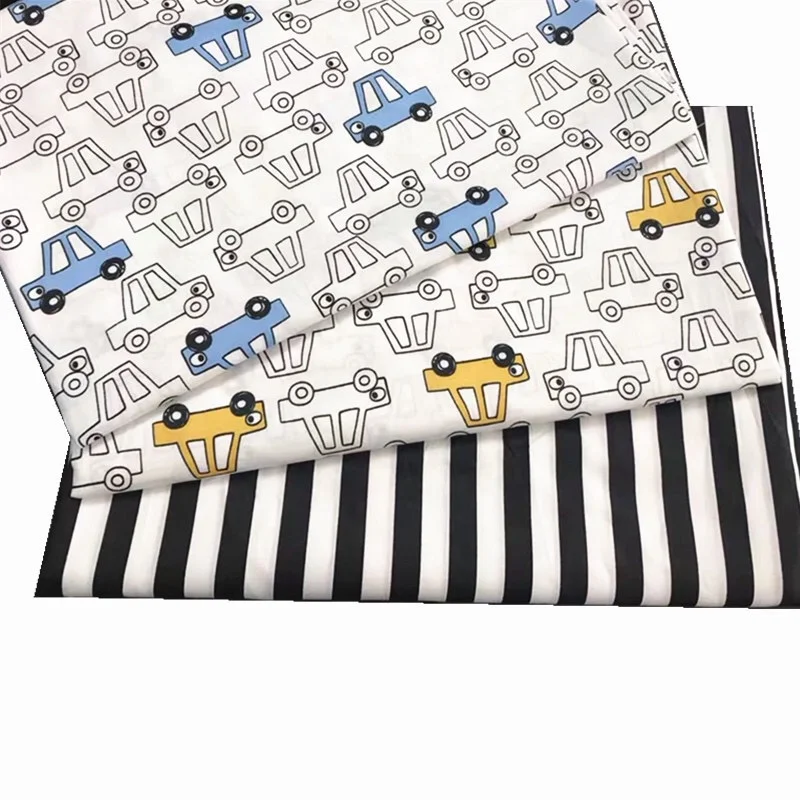 
Amazon Hot Sale Crib Mattress Set Printed Woven Cotton Flat Sheets Baby Bed Linen Gift 