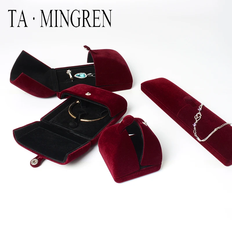 New Product Luxury Wedding Velvet Insert Jewelry Ring Case Box Customer Logo Necklace Box