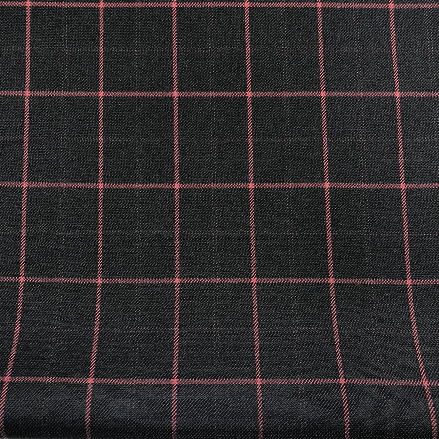 Wholesale Rayon 20% Polyester 80% TR material bule navy checked pattern thin cloth suiting mens suit pant trouser blazer fabric