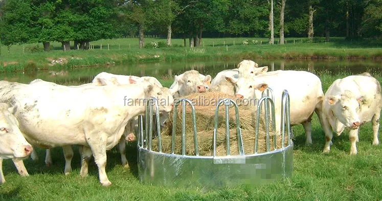 
Three Pieces Round Bale Feeders Livestock for Cattle Goats Sheep Horse hay savers farm fence metal iron hot dip galvanized 