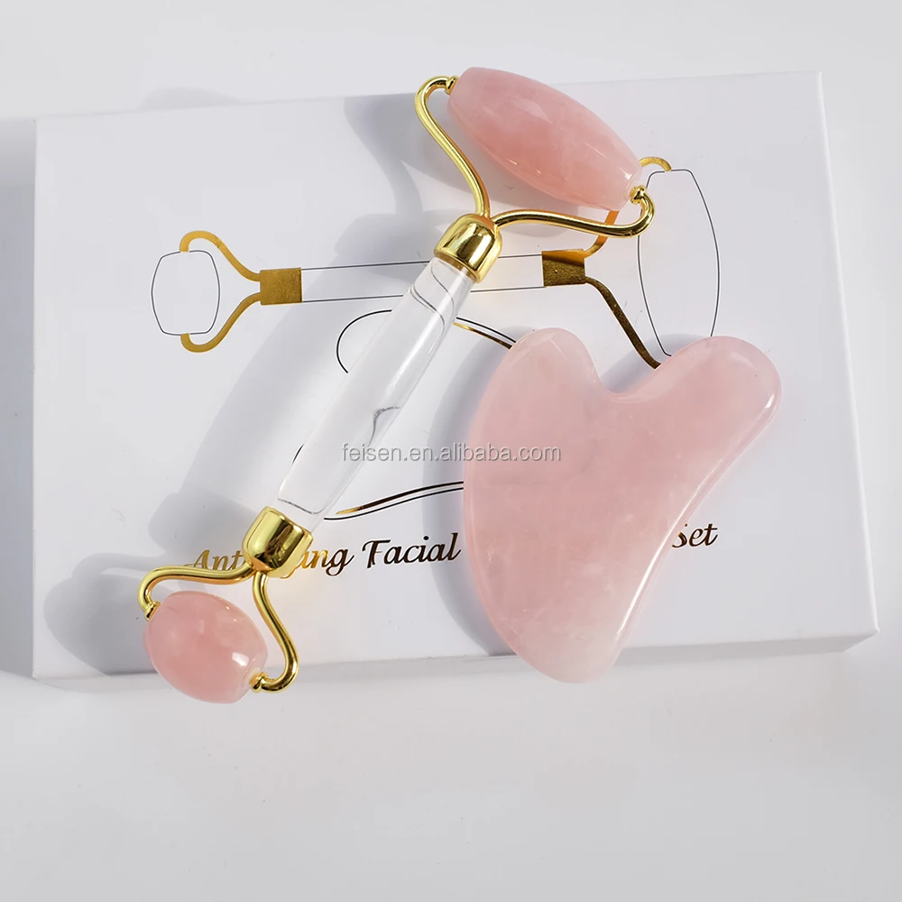 New Metal with POM Noisy Free Jade Roller for Face With Glass Handle.