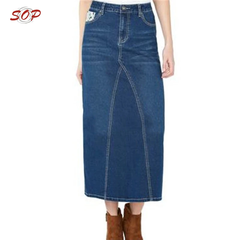 Women wholesale elegant long jean denim skirts