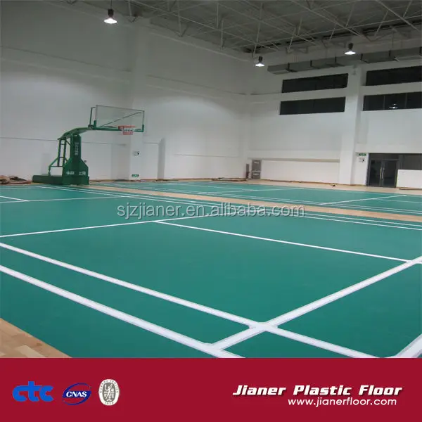 Badminton court vinyl sports flooring with marking lines/ floor marking tape