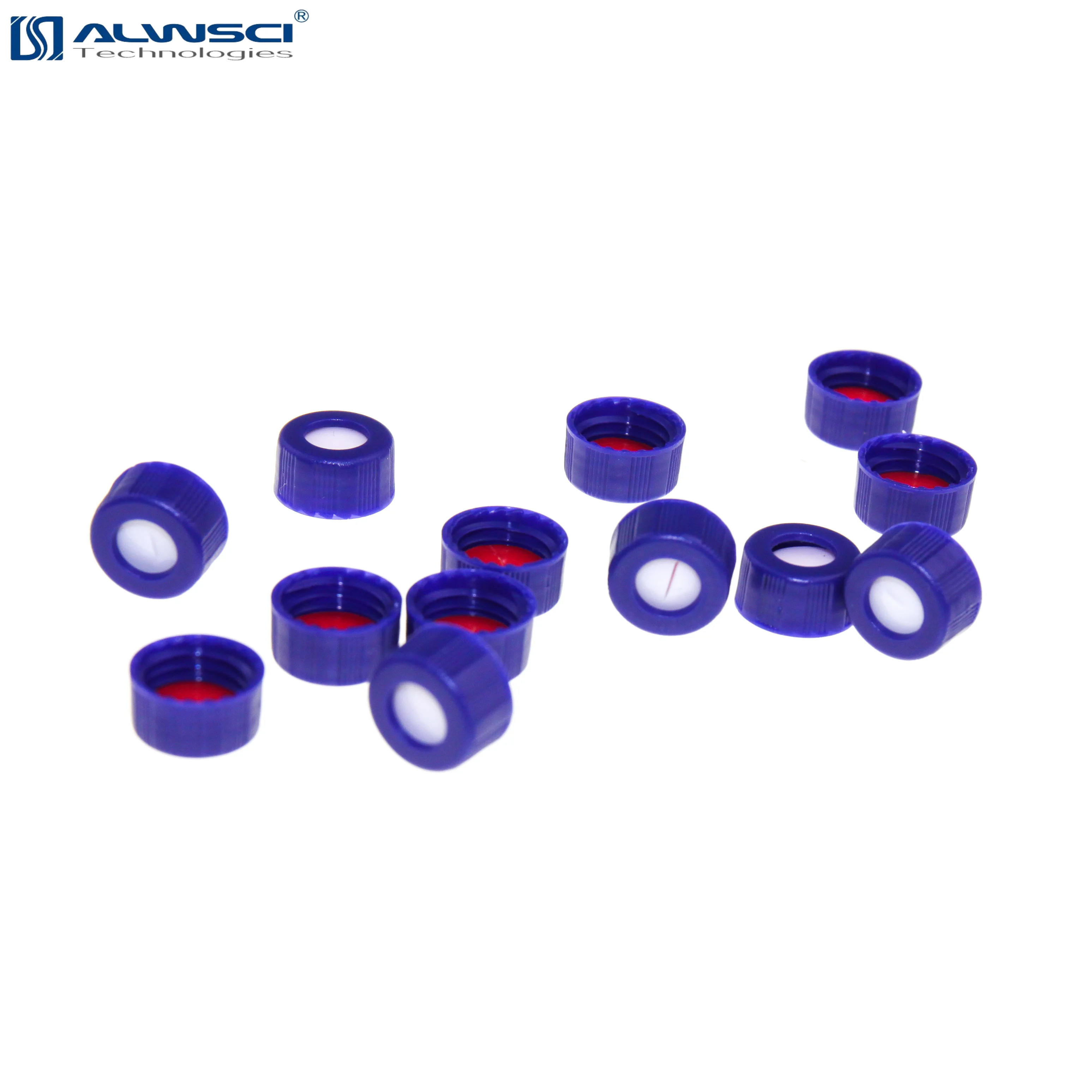 ALWSCI Blue 9-425 Open top Screw Cap with ptfe silicone preslit septa for Short Neck 9mm ND hplc vials 9-SP3005-2A