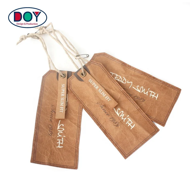 Hangtag Wholesale Custom Printed Brand Name Logo Recycled Kraft Paper Vintage Hang Tags for Clothing