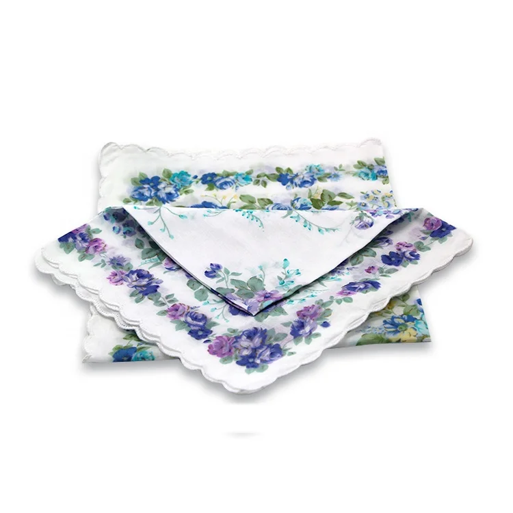 Customized Size Square Scallop Edge Wedding Handkerchiefs