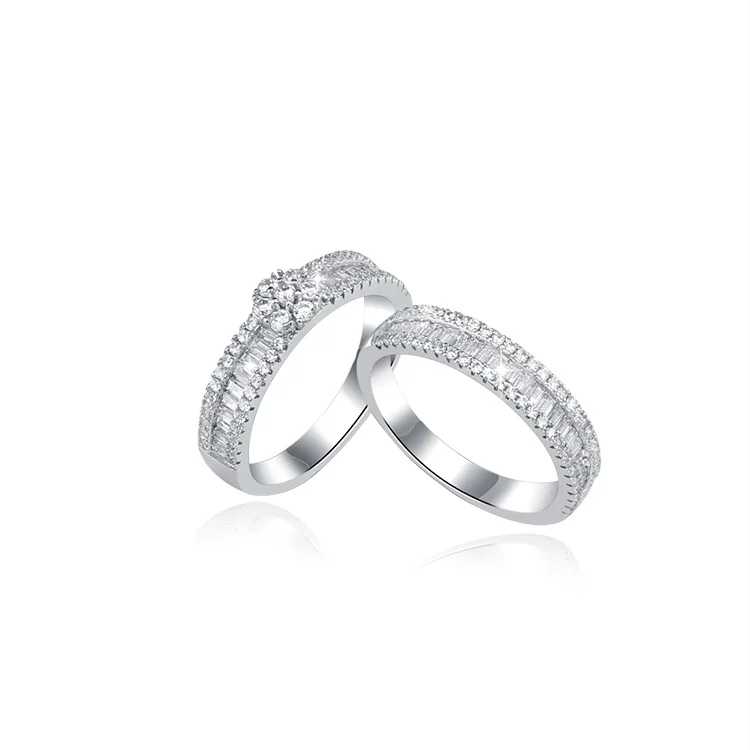 Couple ring Simple Model white gold plated  finger double ring