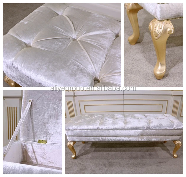  AMF0456 #-роскошная мебель для спальни позолоченная кровать скамейка с шкафом хранения одежды