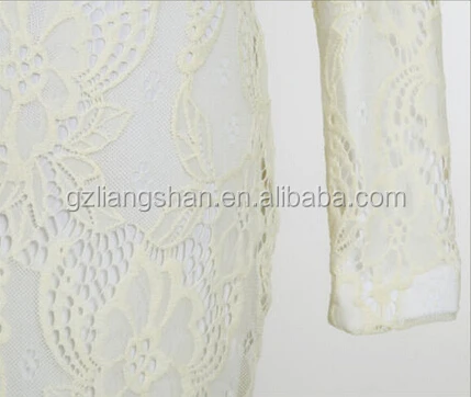 
OEM Wholesale New Sexy Women Winter Dress Long Sleeve Bodycon White Lace Knee Length Pencil Dress Party Dress 