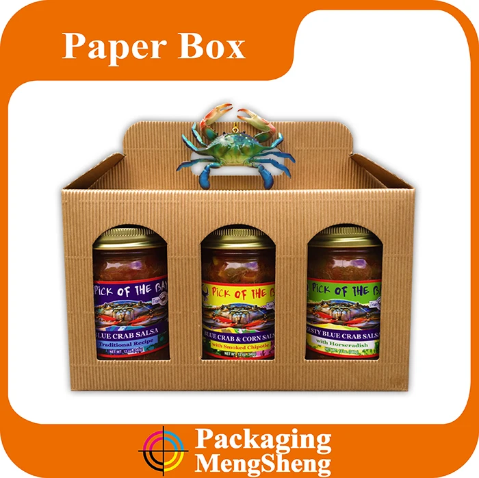 Gift Corrugated Handle Christmas Custom Top Food Paper Wholesale Hot Sale Kraft Cardboard Empty Jar Gable Box