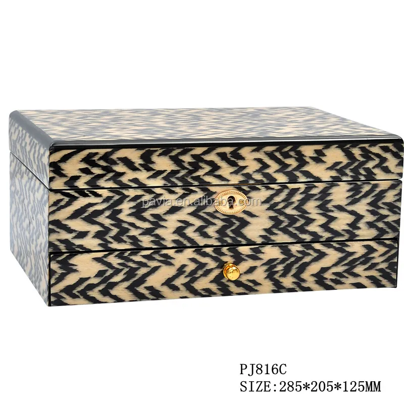 Декоративная деревянная шкатулка для драгоценностей с леопардовым принтом/коробка для ключей/коробка для часов с высоким глянцем и выдвижным ящиком