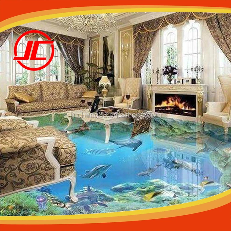 High Gloss Waterproof Mix Adhesive Self-level PVC Sticker 3D Epoxy Flooring Paint