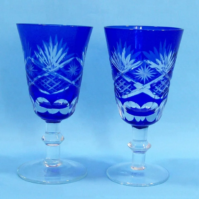 high quality stocked cheap  cobalt blue shot wine glass