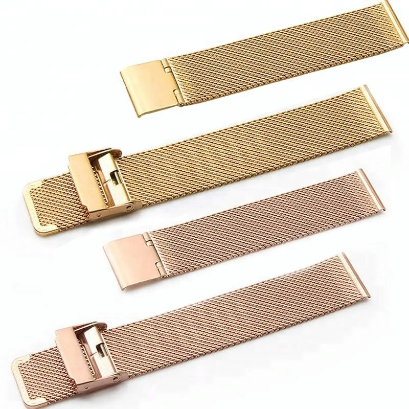 Fashion 0.6 coarse Stainless Steel Mesh  Milanese Loop  Watch bands strap with double safety buckle for smart watch band
