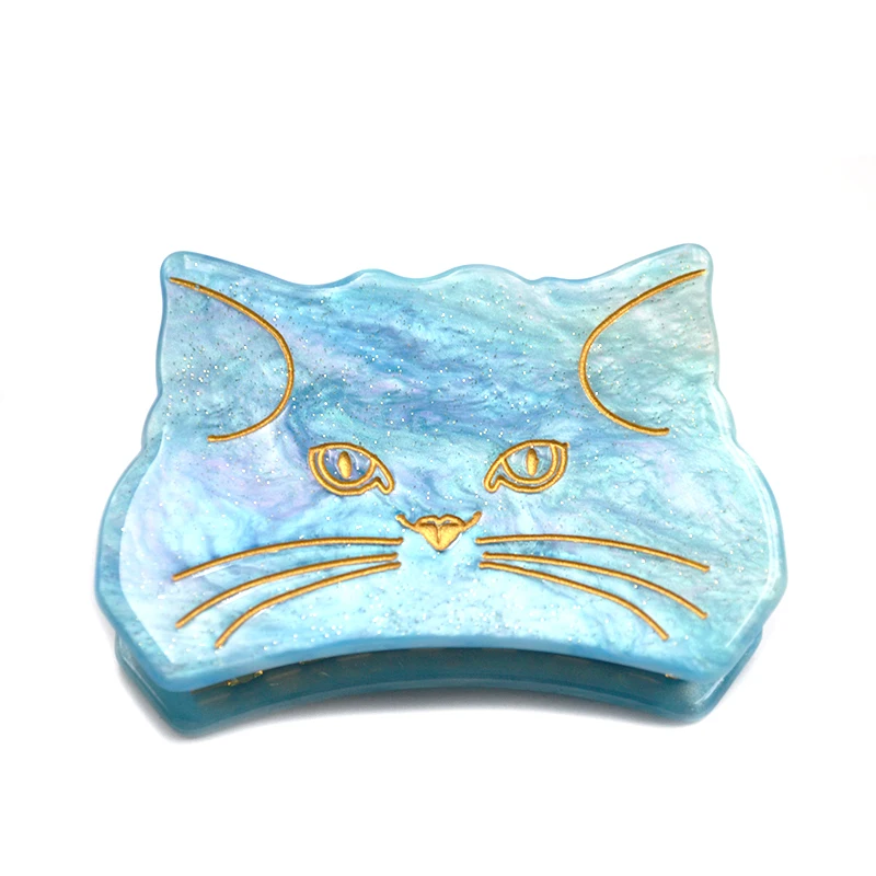 korean style lovely cat design celluloid acetate hair claw clips women large plastic acrylic resin hair jaw clips jewelry girls