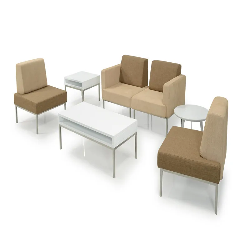 Высококачественная офисная мебель, угловой диван, комплект желтого кожаного сиденья из ткани, диван для лобби отеля