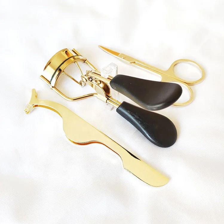 
Eyebrow scissors gold color false eyelash curler wholesale cosmetic extensions tweezer applicators 