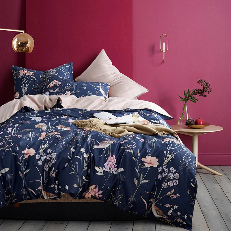 60S combed 100% egyptian cotton 3d digital print bed linen set home fitted bed sheet sets