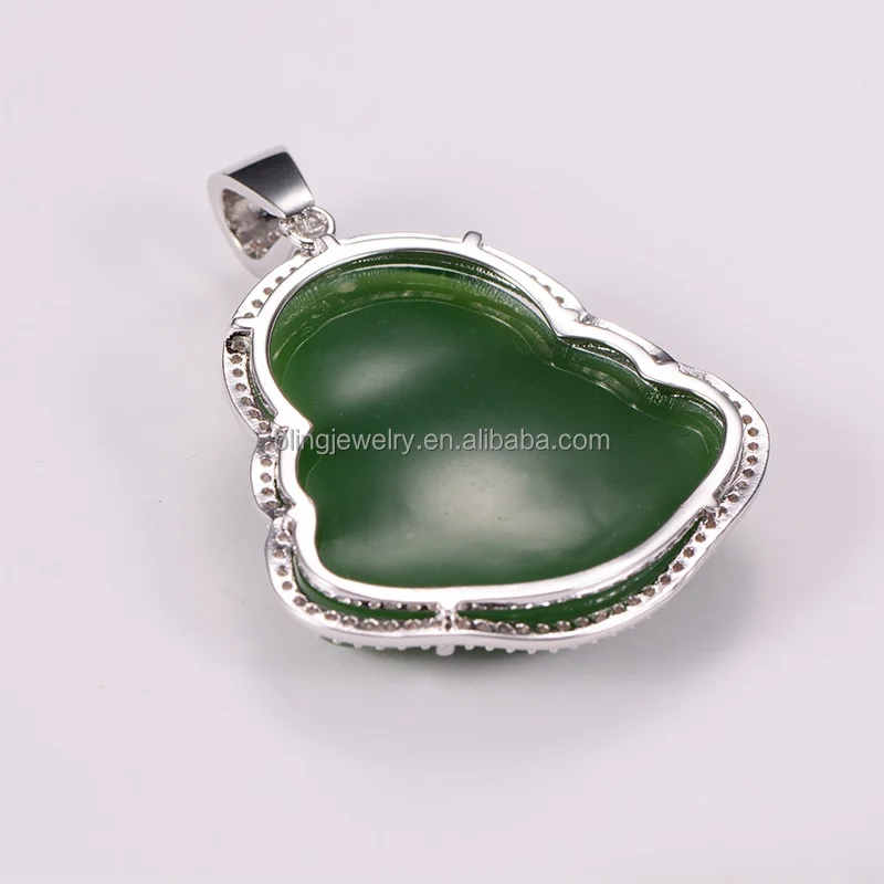 
Hip Hop Green Jade Buddha Pendant Necklace 