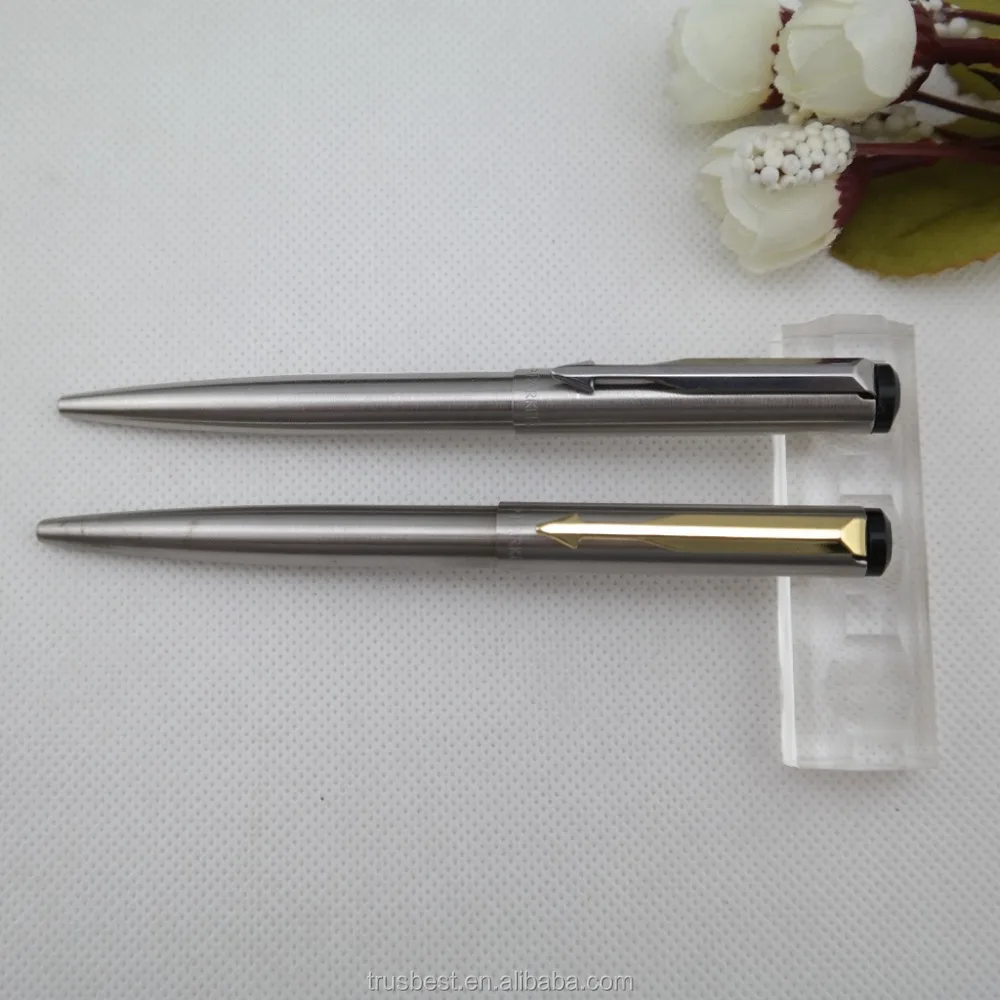 Promotion Parker Vector Gold Body & Trim GT Ball Point Pen BP Steel Fine Nib Blue Ink New