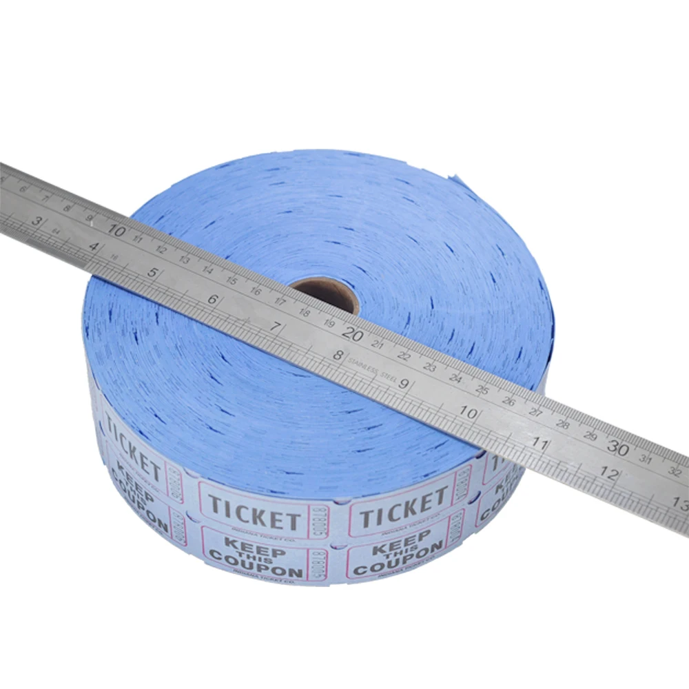 Raffle Tickets Consecutively Numbered Double Ticket Roll, Blue, 2000 Tickets per Roll