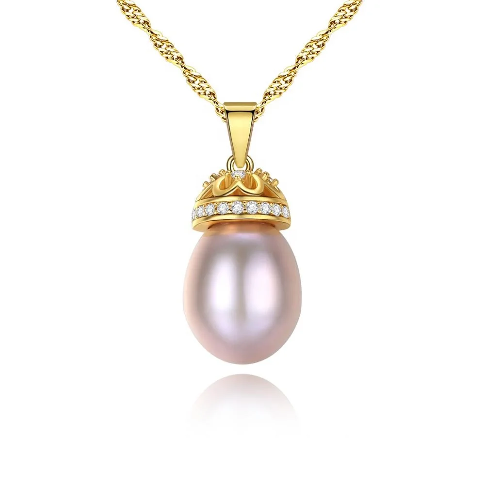 CZCITY New Arrival Wholesale Gold Chain Girl Silver Unique Rice Pearl Fresh Water Pearl Necklace Trendy