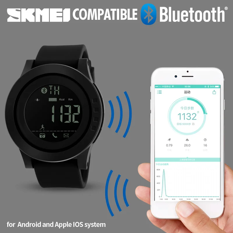 2020 New fashion SKMEI 1255 factory price calorie pedometer watch camera smartwatch