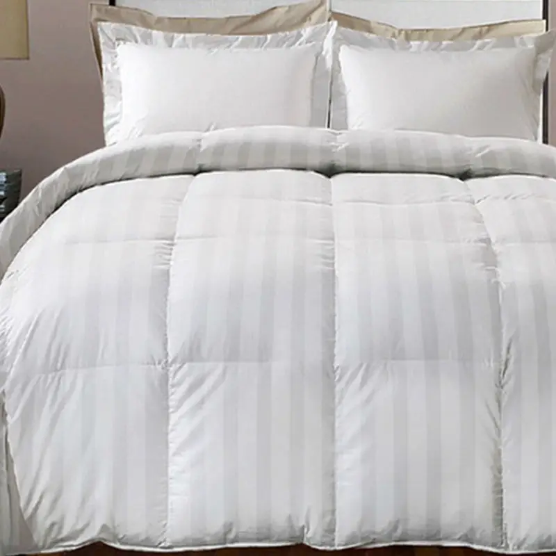 
China supply 100 cotton microfiber satin white stripe bedding comforter set 4pcs with pillows for home and hotel use 