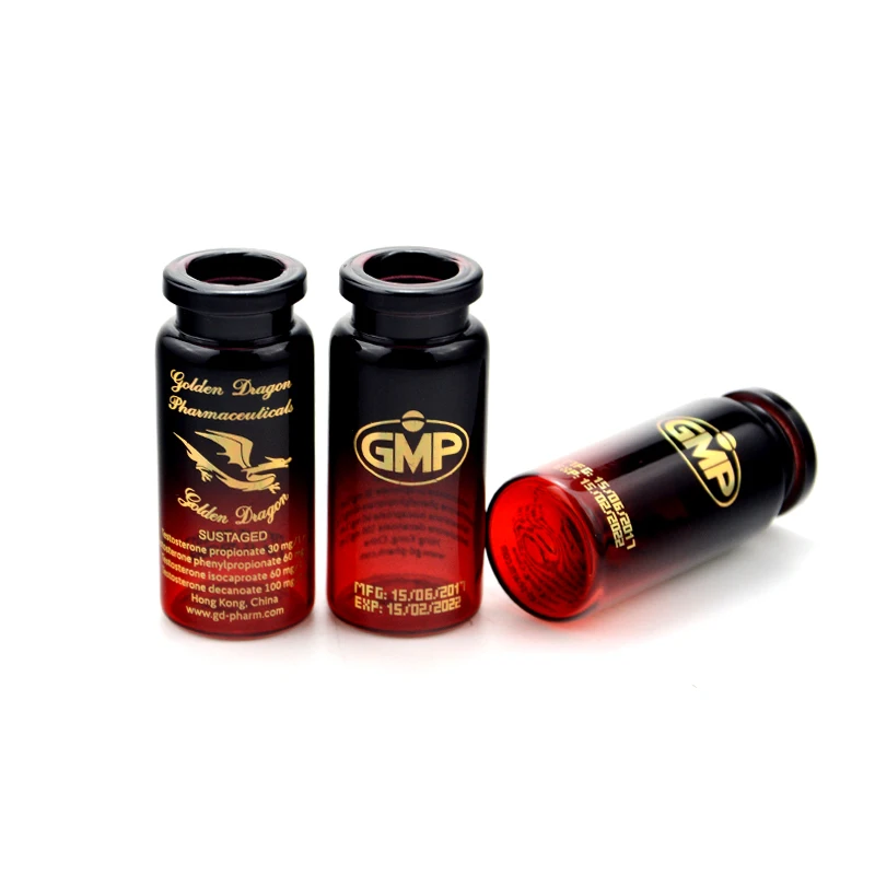 Custom injection vials glass 10ml amber glass vial with printing medicine glass vial