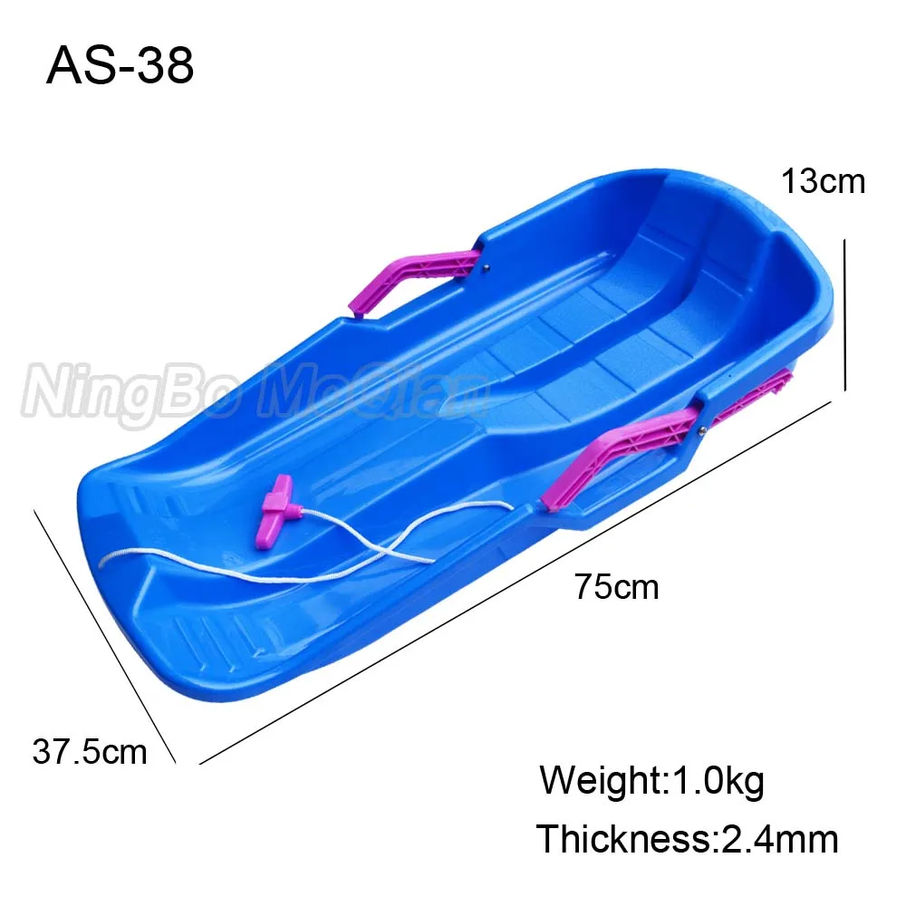 Professional hot selling child 75cm snow slide plastic tobaggon snowboard one seat with brake