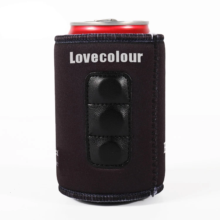 Custom black neoprene soft insulated magnetic beer can drink cooler sleeve coolies holder