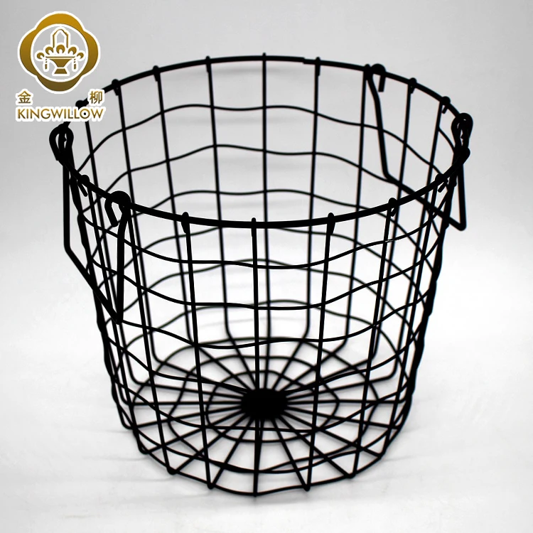 Large Round Wire Decorative Storage bin laundry baskets with handle