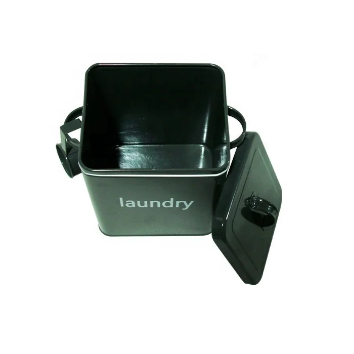 T037 Square Iron Laundry/Washing Powder Bin Metal Bins With Lid and Handle