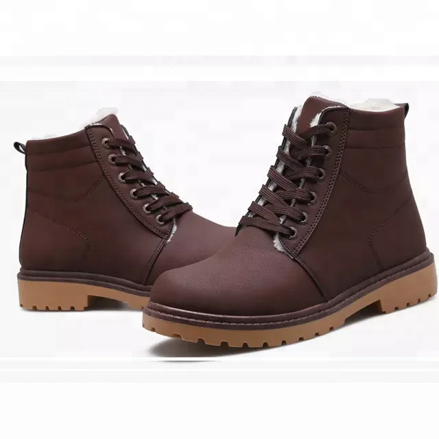 Мужские зимние кожаные ботильоны с хлопковой подкладкой