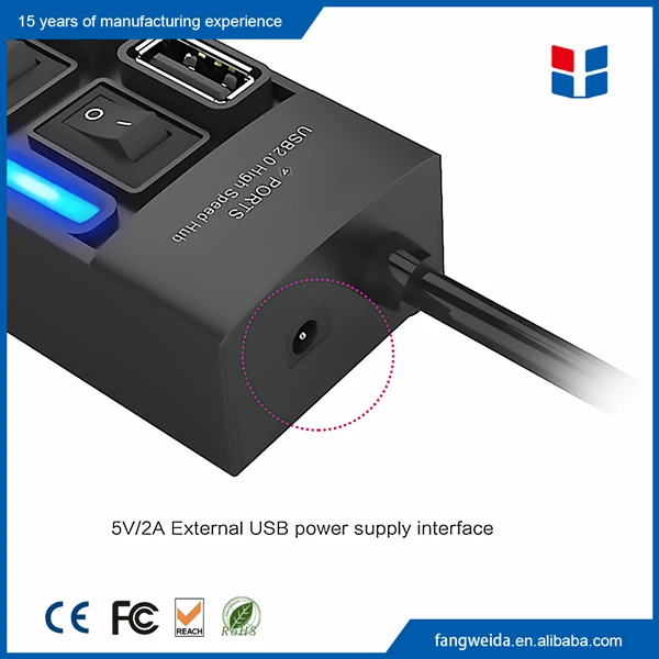 Wholesale 4 port fast charging usb hub compatible with USB3.0/USB2.0