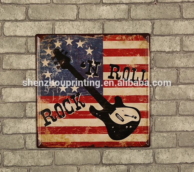 
Most popular custom wall hanging metal tin sign square bar style vintage decoration nostalgic retro tin metal signs 