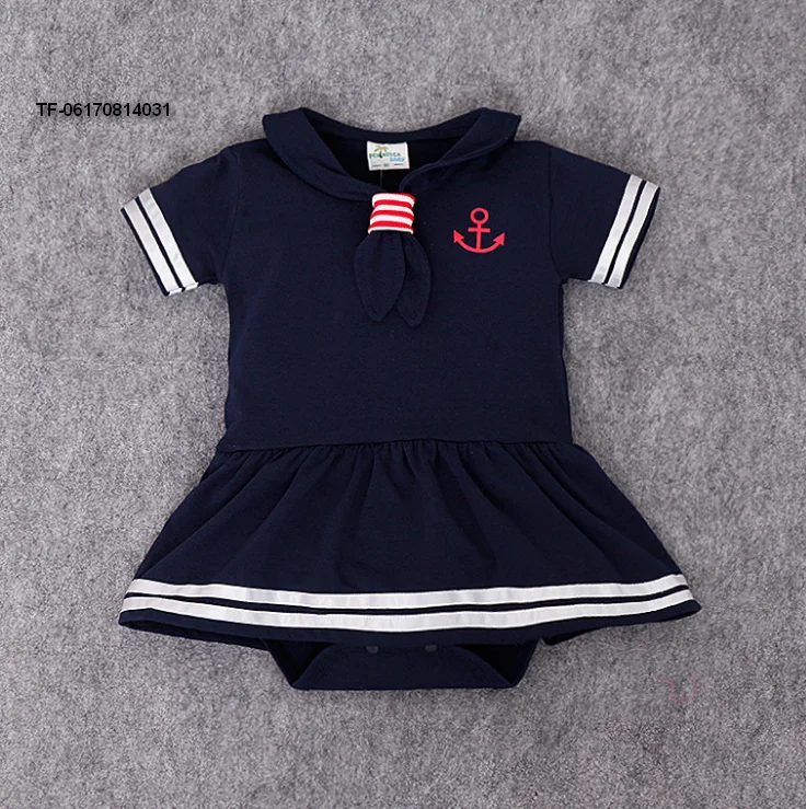 Summer short sleeve clothes Newborn Baby Sailor Romper Navy Suit Grow Outfit