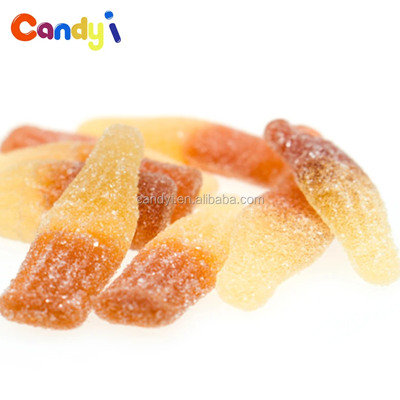 
Sour taste soft cola bottle gummy candy with sugar coated 
