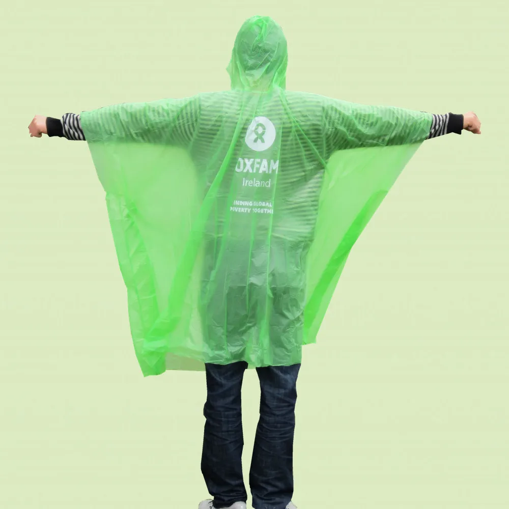 Promotional disposable biodegradable rain  poncho raincoat