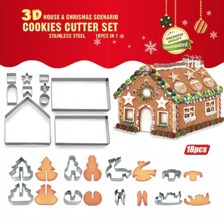 
3D House and Christmas Scenario Cookie Cutter Set Of 18pcs SW-BS160C 
