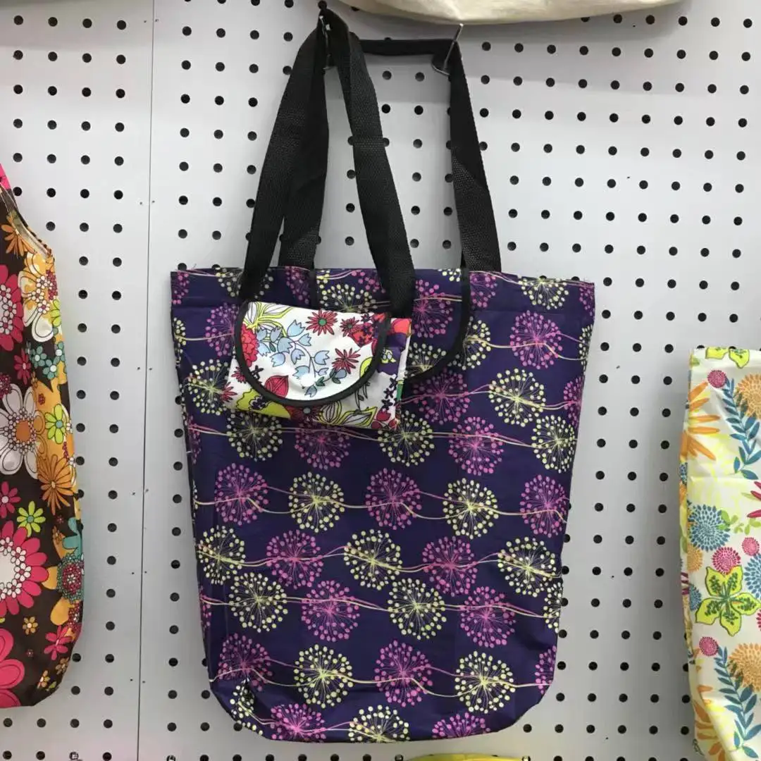 
Reusable 420d Foldable Polyester Shopping Rolling Up bags With Zipper 