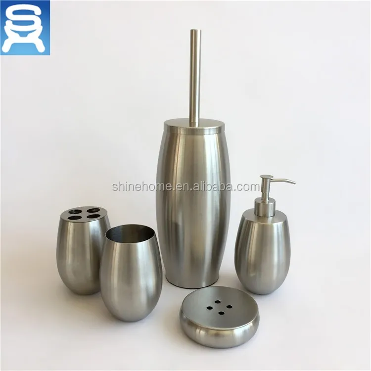 Stainless Steel hotel/home Bathroom Accessory set simply design towel rack soap dish soap dispenser brush holder
