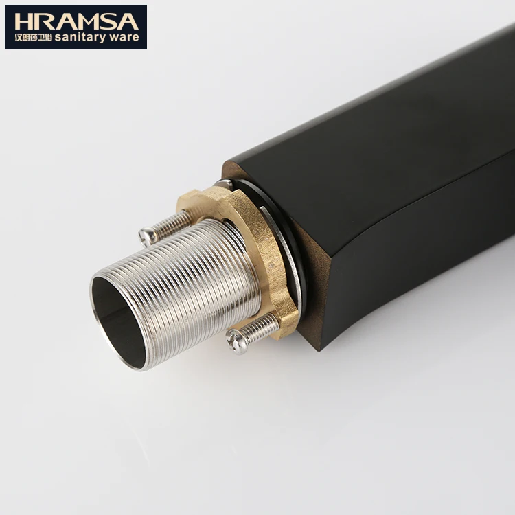 HRAMSA manufacturer home bathroom mixer, square brass black wash basin tap