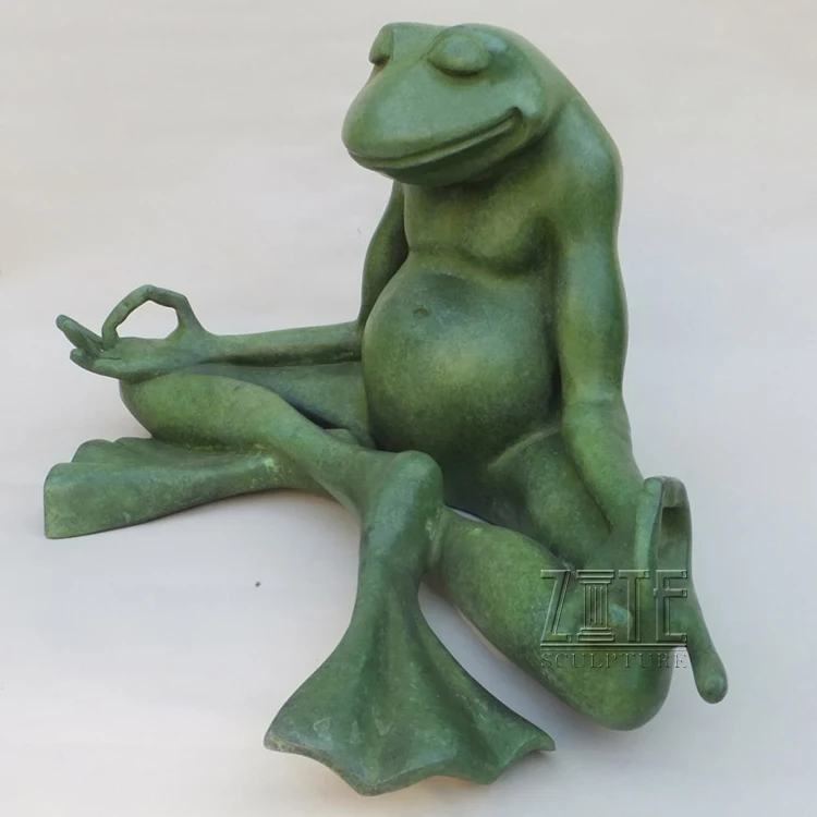 Fine Workmanship Outdoor Decorative  Bronze Yoga Frog Garden Statue