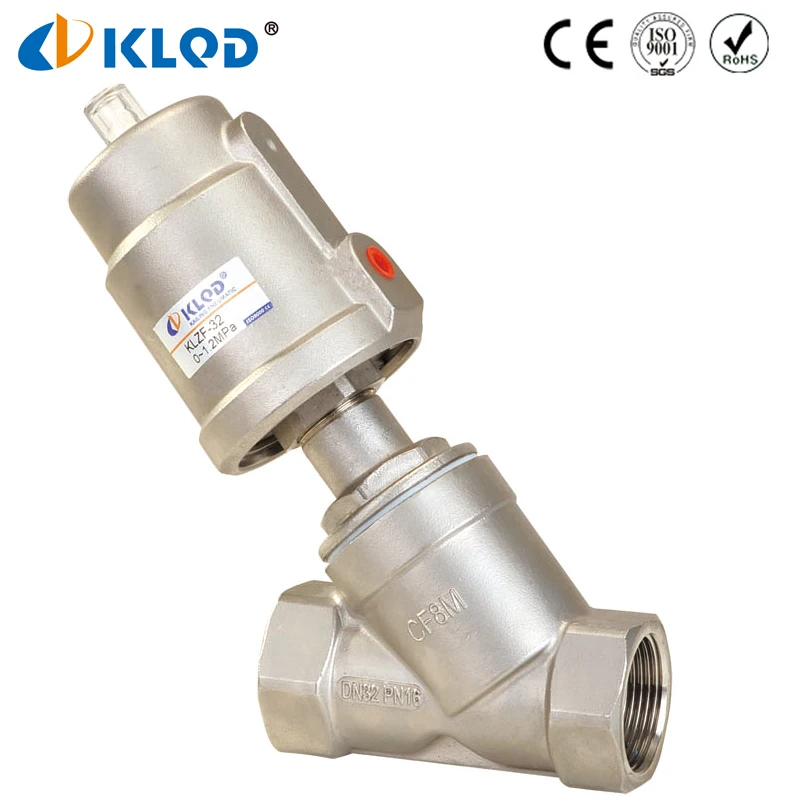 Stainless steel high temperature pneumatic steam thread corrosion resistant Y type angle seat valve for disinfection  pharmacy