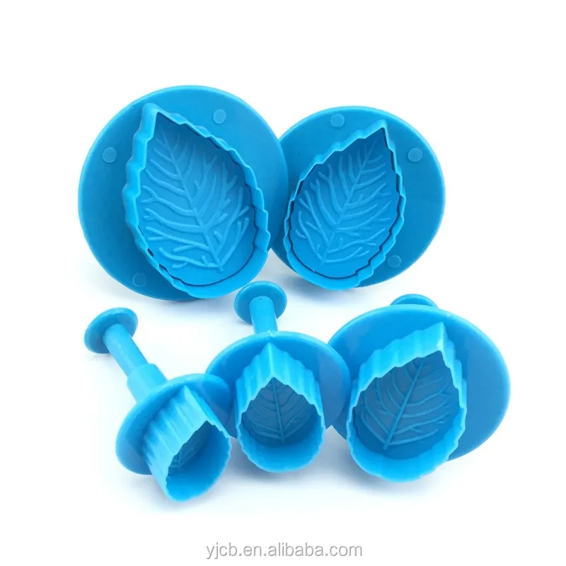 
3 pcs leaf pattern embossing tool set plastic cookie press 