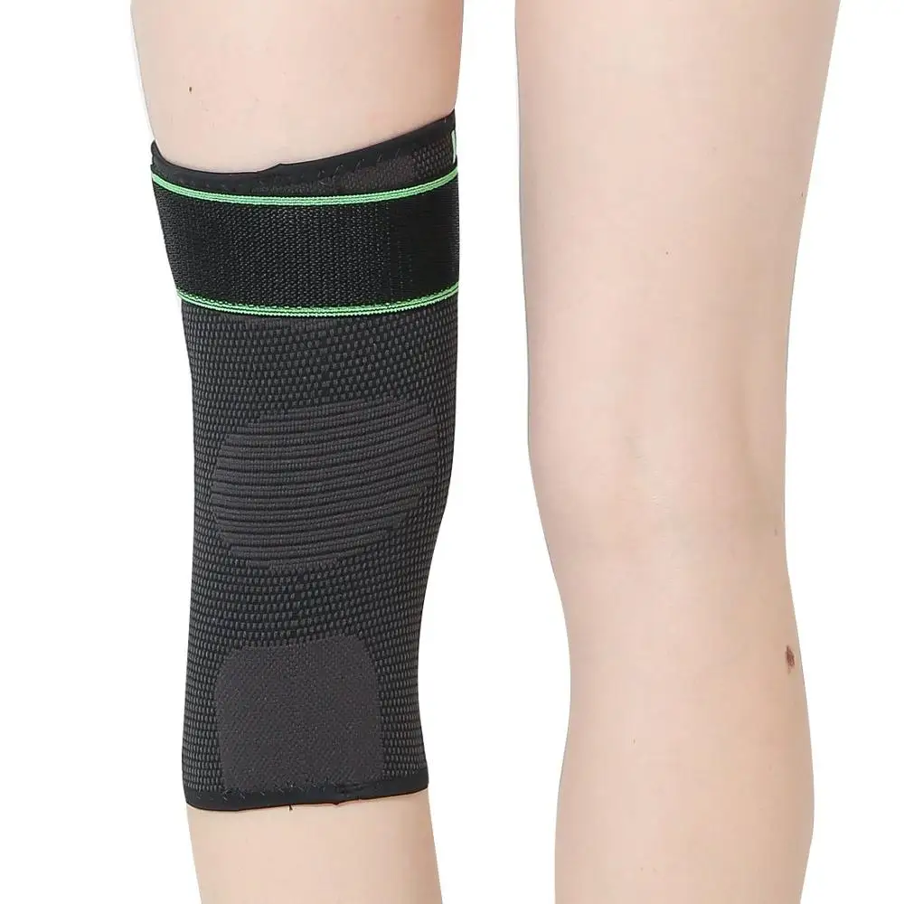 Custom Breathable Powerful compression knee brace sleeve anti-slip strip knitted knee brace for sport protect